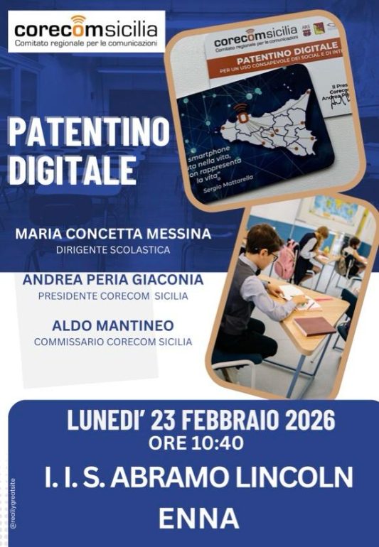 Il Patentino Digitale sbarca ad Enna, oltre cento studenti per il progetto del Corecom Sicilia